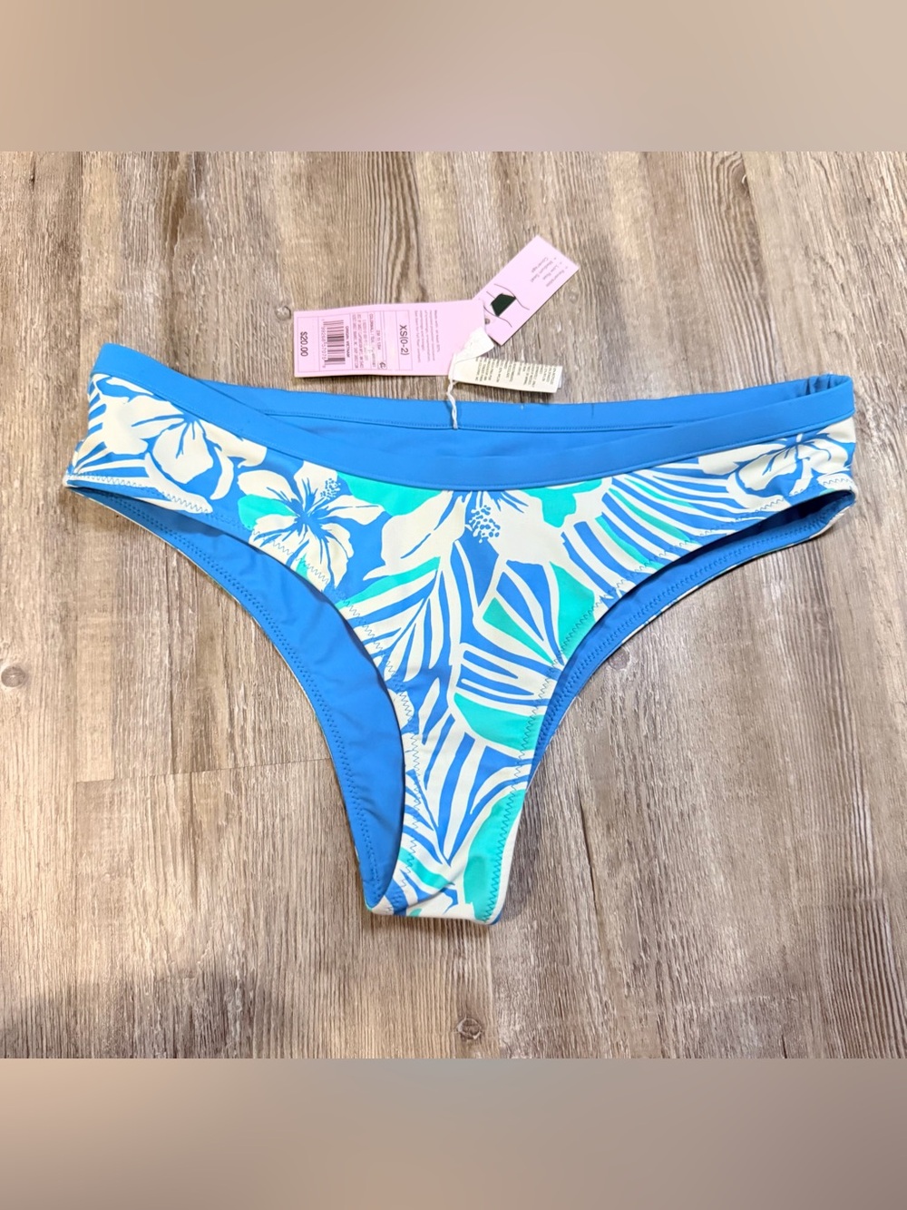 BCBG Aqua and Blue Tropical Bikini Bottom